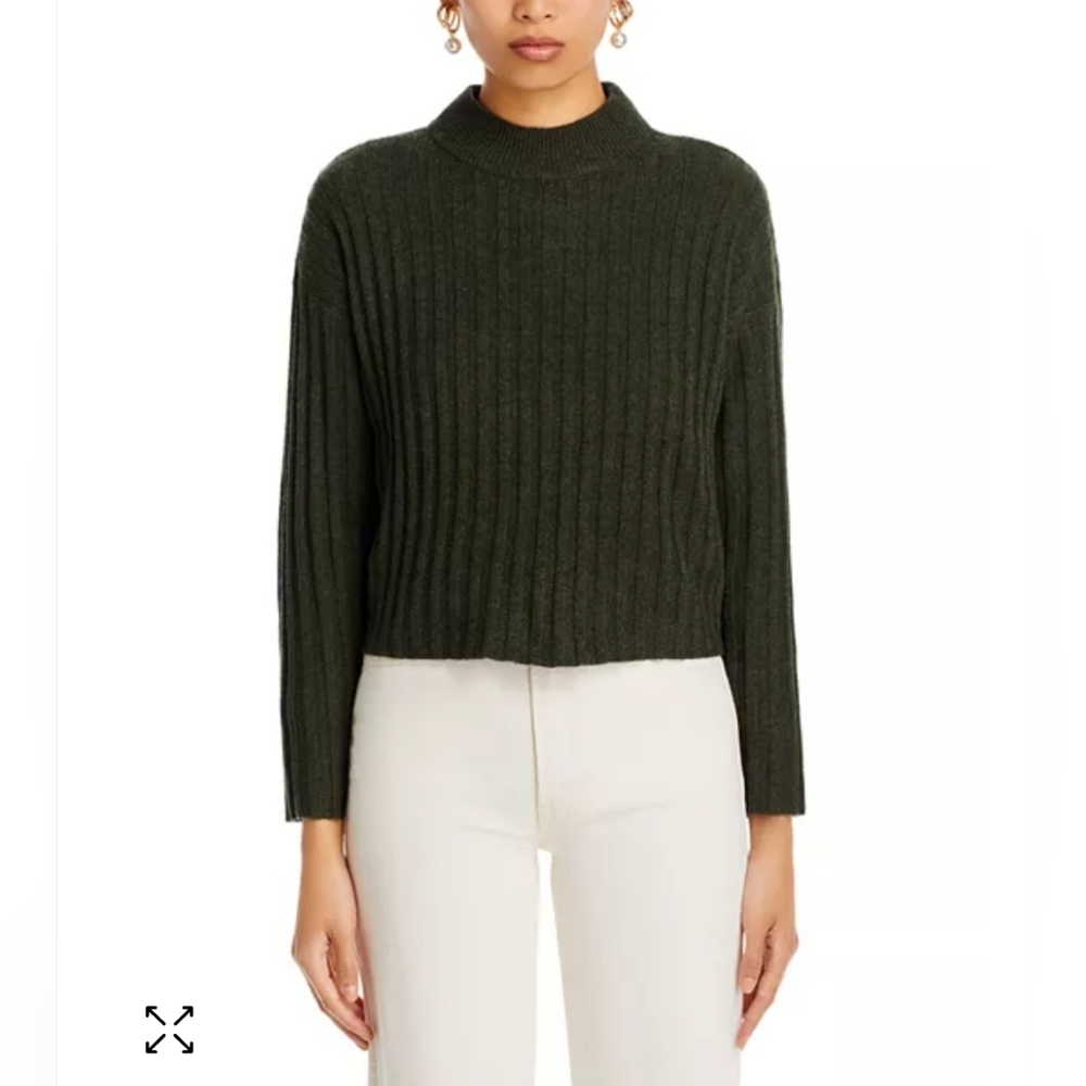 Madewell Dark Green Ribbed Turtleneck Sweater